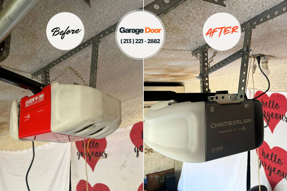 Before and after: garage door repair Turners Falls, MA
